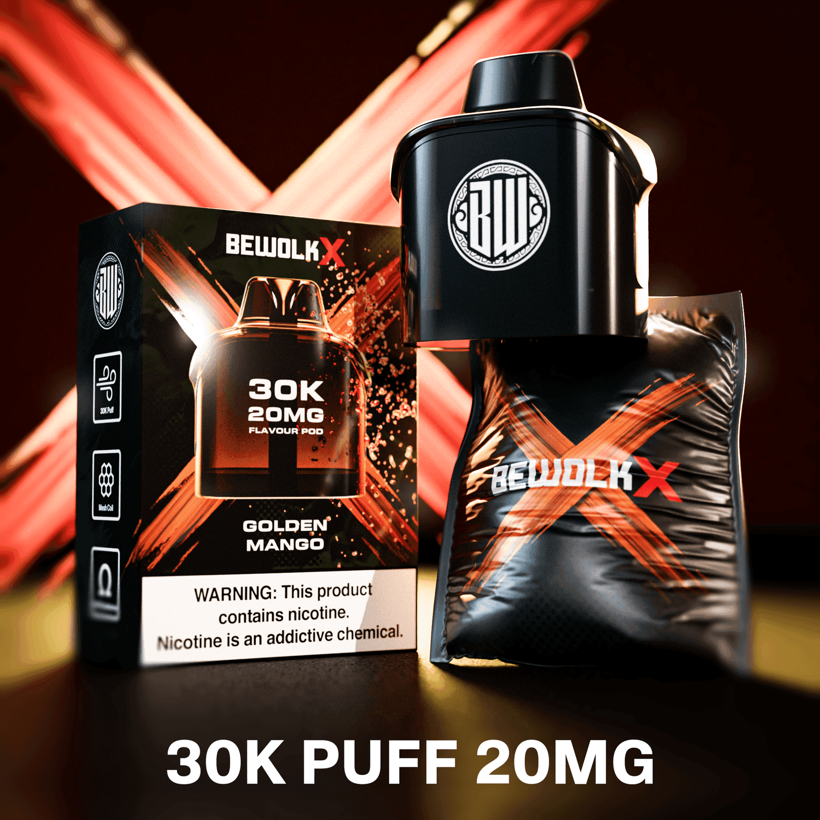 Bewolk X Pod System - 30k Golden Mango 20mg - Pod only